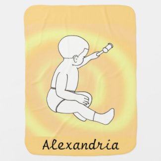 Drawing of Baby with Hammer Personalize Blankets