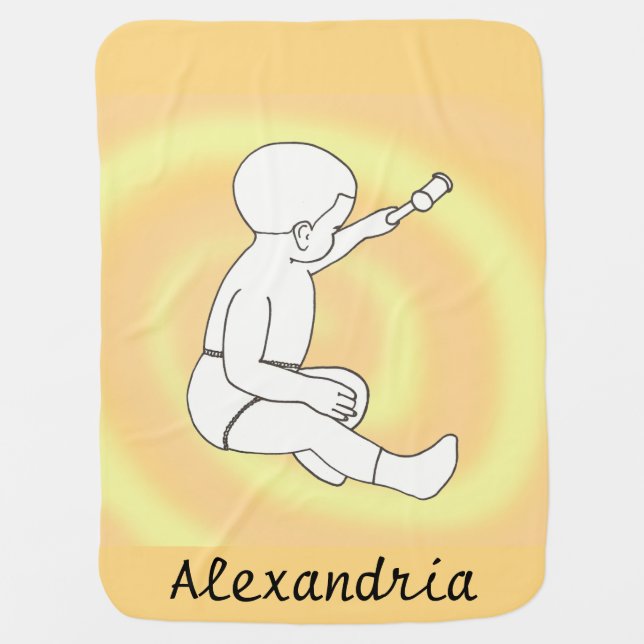 Drawing of Baby with Hammer Personalize Blankets (Front)