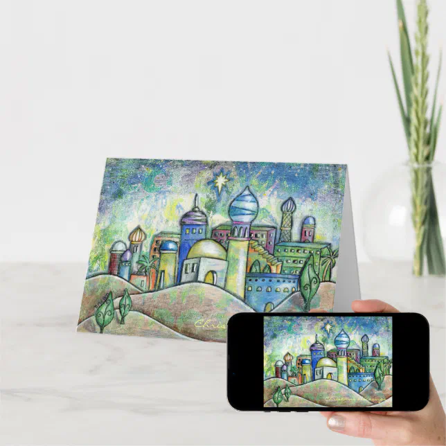 Drawing of Bethlehem Christmas Card | Zazzle