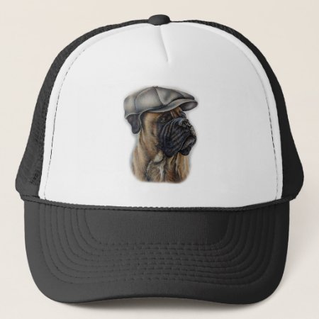 Drawing Of Brown Boxer Dog In Cap Hat