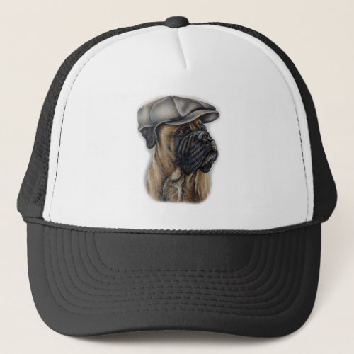 Drawing of Brown Boxer Dog In Cap Hat