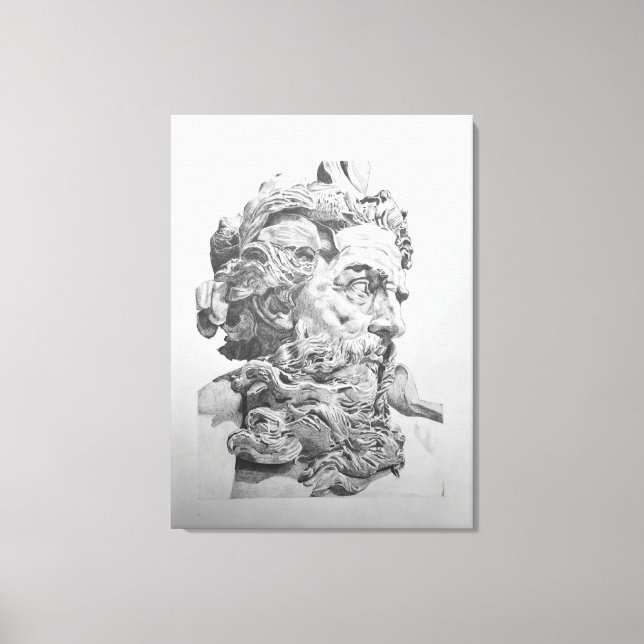 Drawing of Bust of Neptune (Lambert-Sigisbert) Canvas Print (Front)