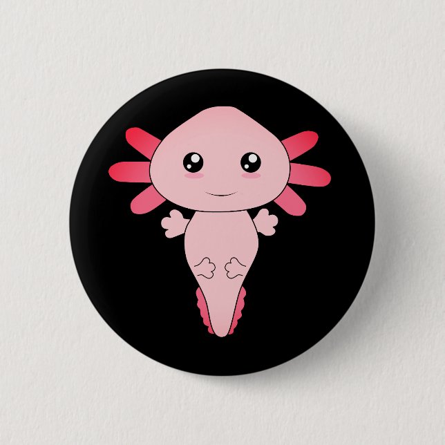 Drawing Of Cool Pink Axolotl Button (Front)