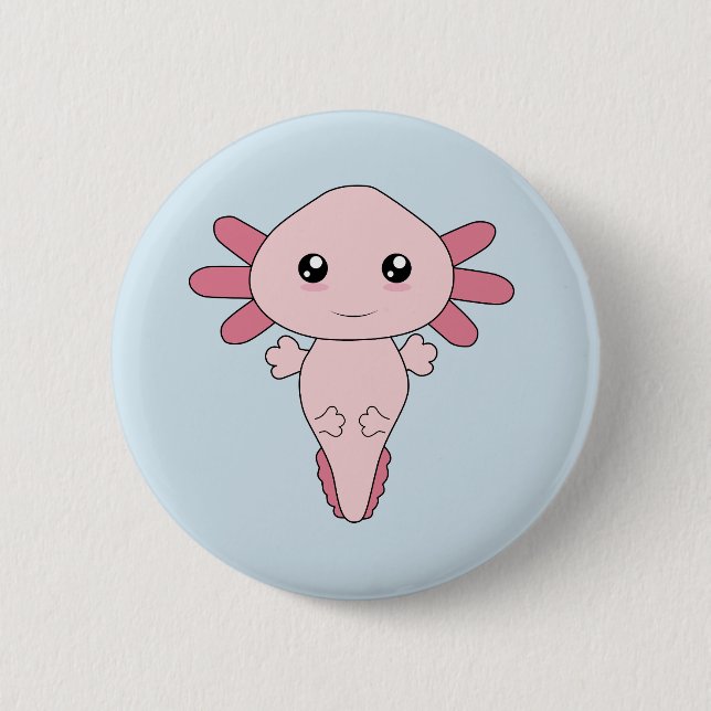 Drawing Of Cool Pink Axolotl Button (Front)
