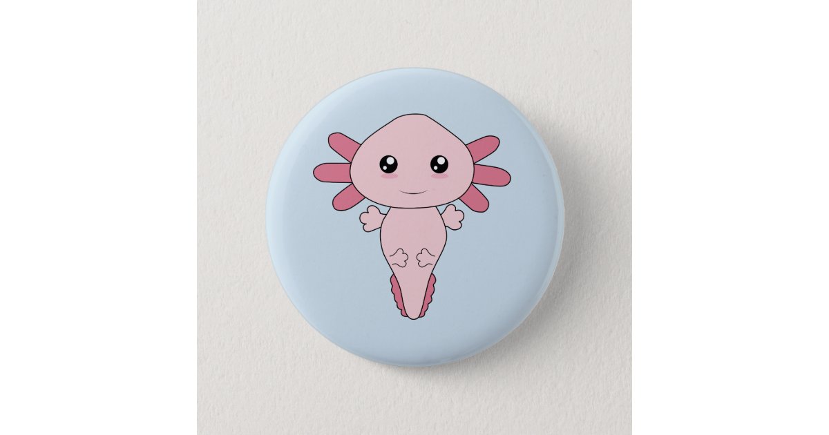 Drawing Of Cool Pink Axolotl Button Zazzle Com