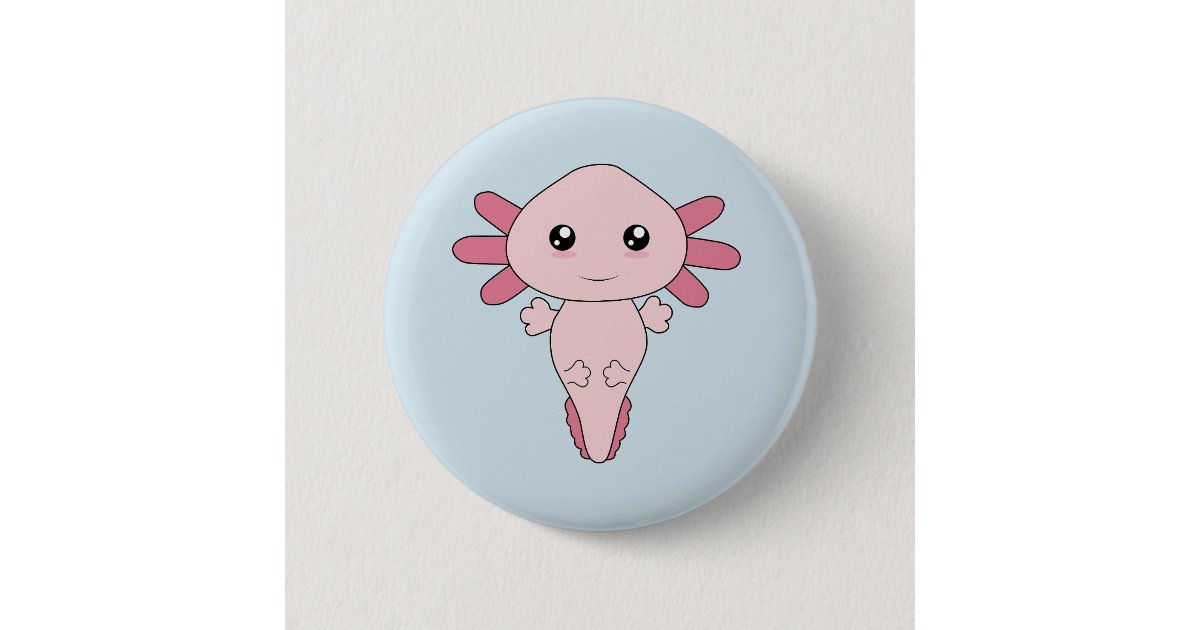 Drawing Of Cool Pink Axolotl Button Zazzle Com