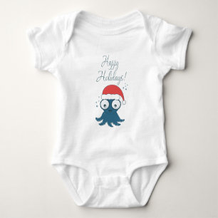drawing of cute cartoon blue octopus baby bodysuit