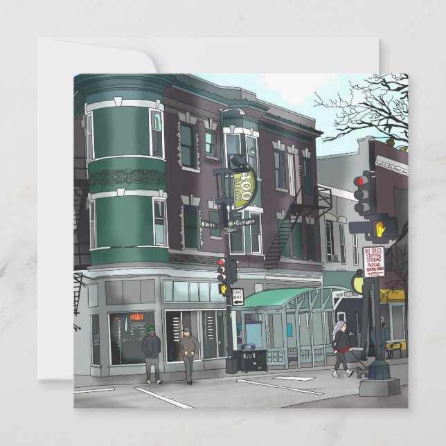 Drawing of Downtown Madison, Wisconsin Card (Front)