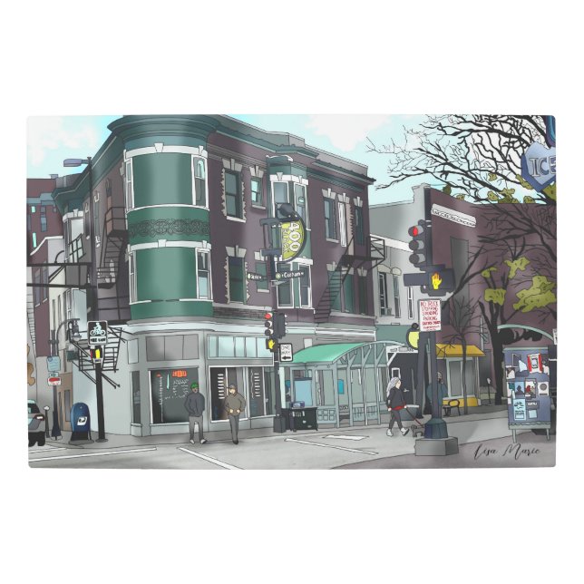 Drawing of Downtown Madison, Wisconsin Metal Print (Front)