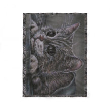 Drawing of Grey Kitten on Blanket