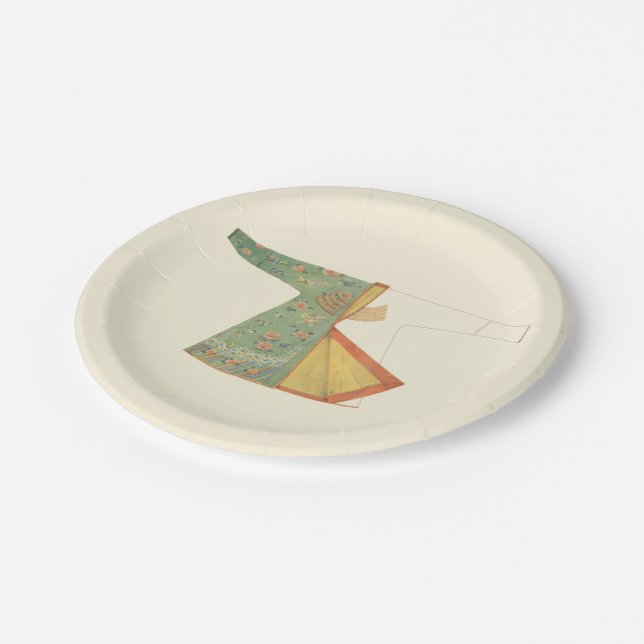 Drawing of Half-Finished Kimono Paper Plates (Angled)