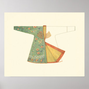 Drawing of Half-Finished Kimono Poster