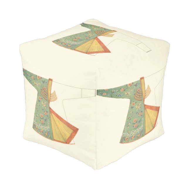 Drawing of Half-Finished Kimono Pouf (Angled Front)