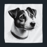 Drawing of Jack Russell Terrier Bandana<br><div class="desc">Black and white drawing of a Jack Russell Terrier. Big eyes,  wet nose and half-hanging ears. Just as you would expect a cute little friend to look.</div>