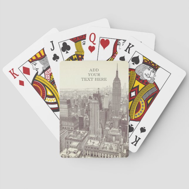 Drawing of New York City Landscape Custom Poker Cards (Back)