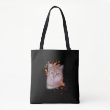 Drawing of Orange Tabby Cat and Paint Tote
