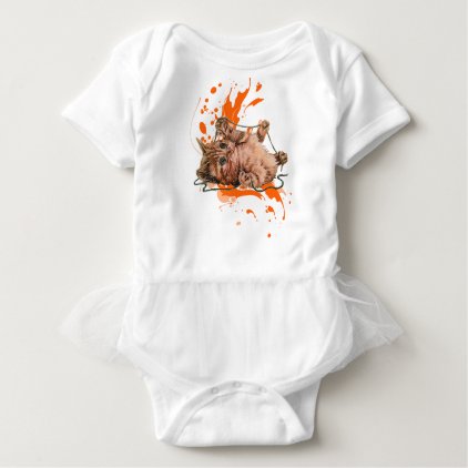 Drawing of Orange Tabby Cat Kitten and Paint Baby Bodysuit