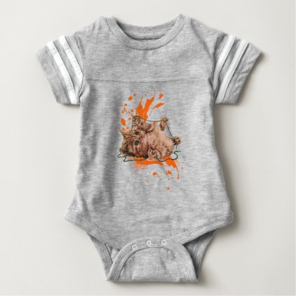 Drawing of Orange Tabby Cat Kitten and Paint Baby Bodysuit