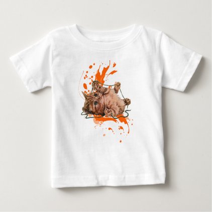 Drawing of Orange Tabby Cat Kitten and Paint Baby T-Shirt