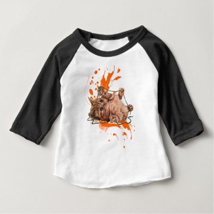 Drawing of Orange Tabby Cat Kitten and Paint Baby T-Shirt