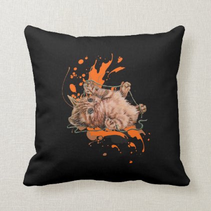 Drawing of Orange Tabby Cat Kitten Paint Pillow