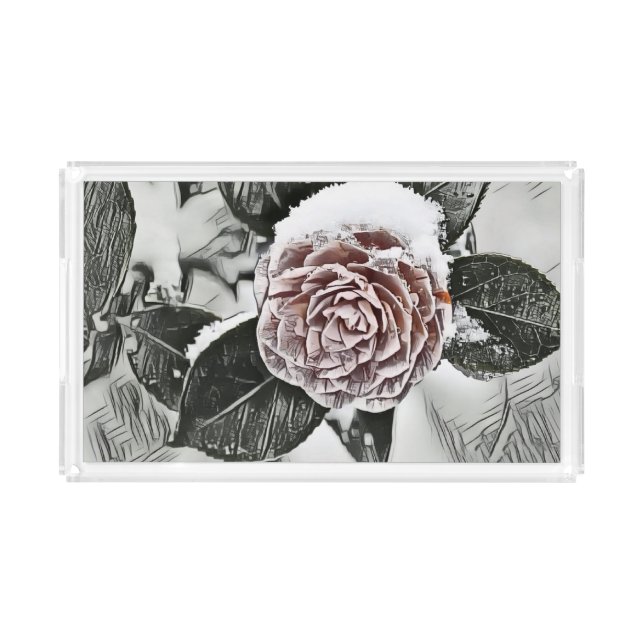 Drawing of pink roses  acrylic tray (Front)