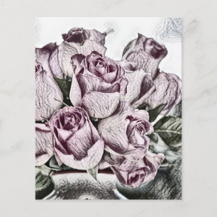 Drawing of pink roses bucket Paper Sheet