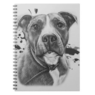 Drawing of Pitbull Dog Animal Art On Paint Notebook