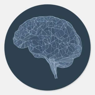 Drawing of Polygonal Brain - Neural Network Classic Round Sticker