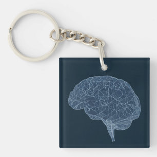 Drawing of Polygonal Brain - Neural Network Keychain