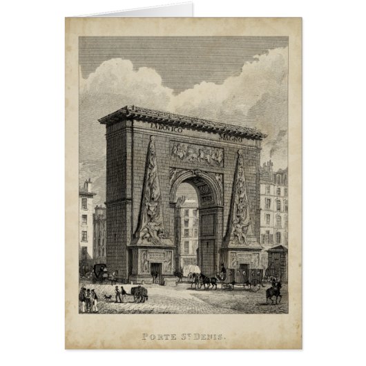 Drawing of Porte Saint-Denis Monument Cards (Front)