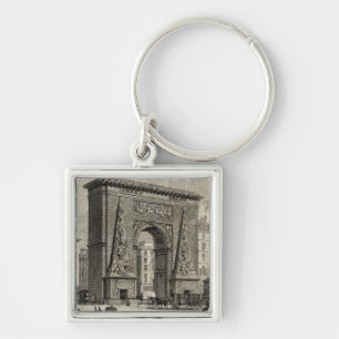Drawing of Porte Saint-Denis Monument Keychain