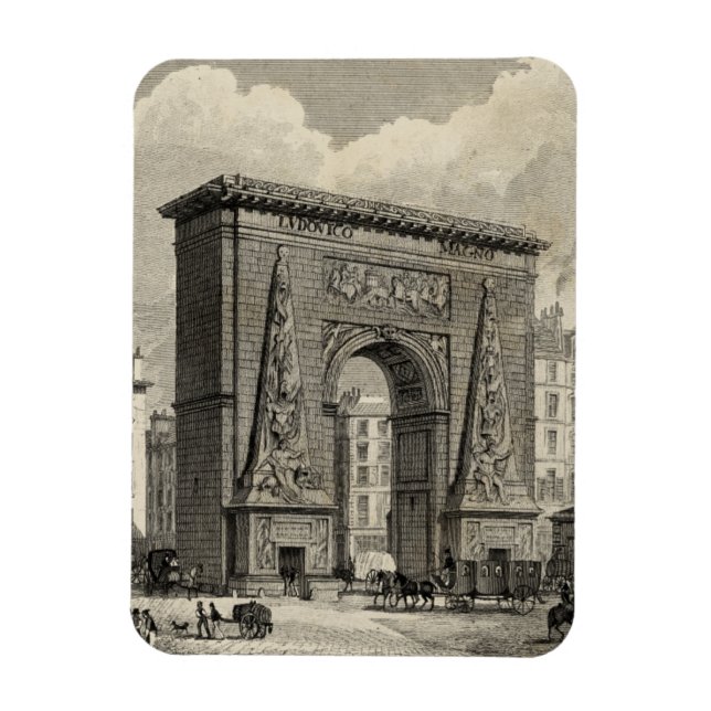 Drawing of Porte Saint-Denis Monument Magnet (Vertical)