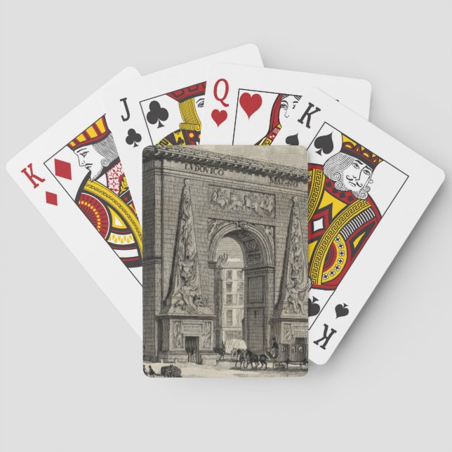 Drawing of Porte Saint-Denis Monument Poker Cards (Back)
