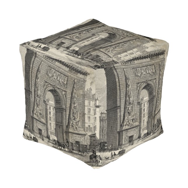 Drawing of Porte Saint-Denis Monument Pouf (Angled Front)