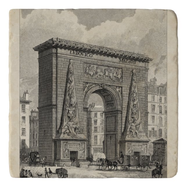 Drawing of Porte Saint-Denis Monument Trivet (Front)