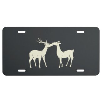 Drawing Of Sweet Deer Couple License Plate