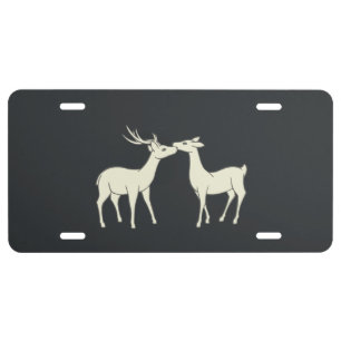 Drawing Of Sweet Deer Couple License Plate