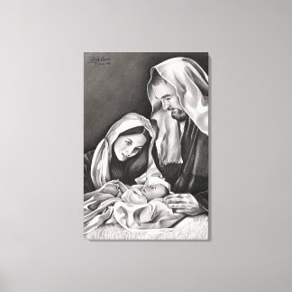 Drawing of the Holy Family Canvas Print