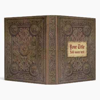 Drawing Of Vintage Decorative Book Cover 3 Ring Binder by TimeEchoArt at Zazzle
