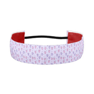 Drawing of Whimsical Small Hearts Pink Purple Athletic Headband