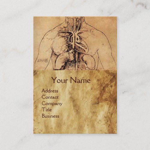 Drawing of Womans Torso Antique Brown Parchment Business Card