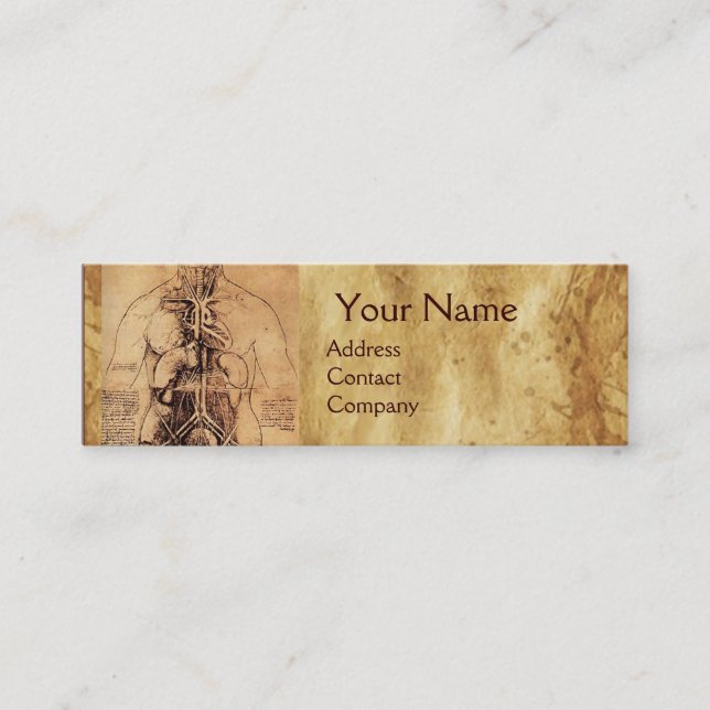 Drawing of Woman’s Torso Antique Brown Parchment Mini Business Card (Front)