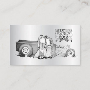Drawing Old Couple And Street rod Business Card