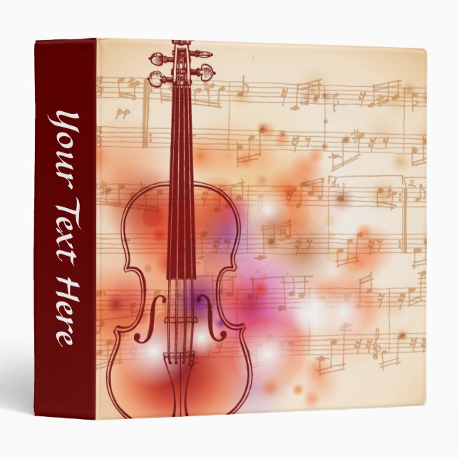 Drawing on watercolor background of violin 3 ring binder (Front/Spine)