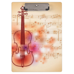Drawing on watercolor background of violin clipboard