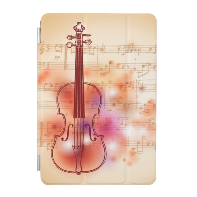 Drawing on watercolor background of violin iPad mini cover (Front)