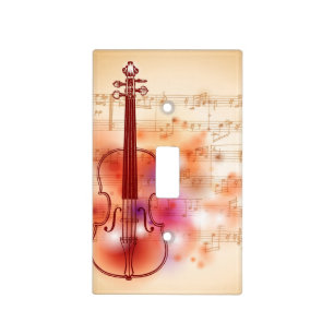 Drawing on watercolor background of violin light switch cover