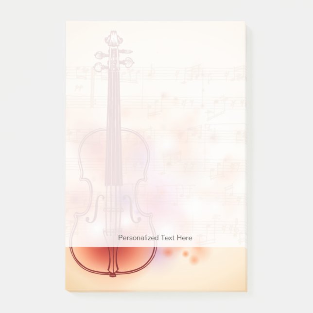 Drawing on watercolor background of violin post-it notes (Front)