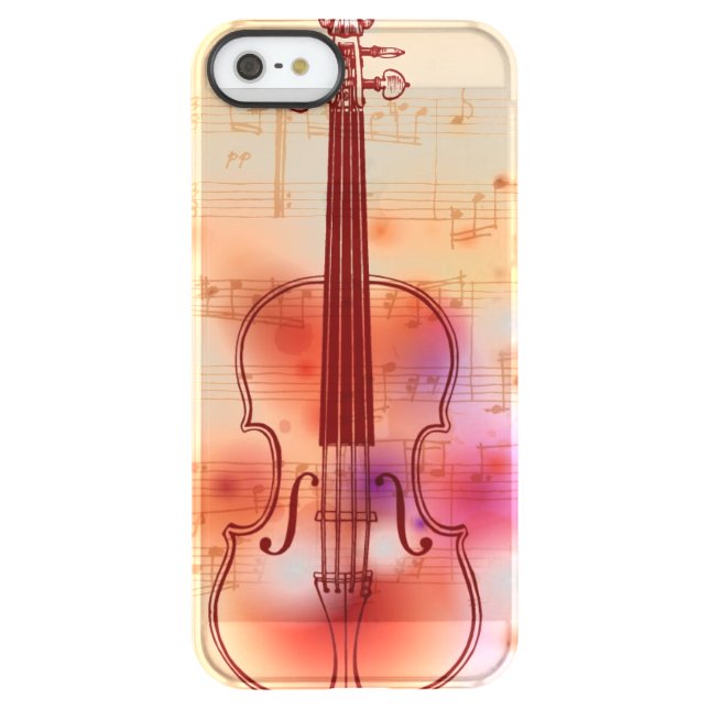 Drawing on watercolor background of violin uncommon iPhone case (Back)
